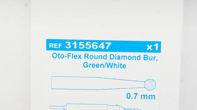 Medtronic 3155647 Oto-Flex Round Diamond Bur Green/White 0.7mm (x)